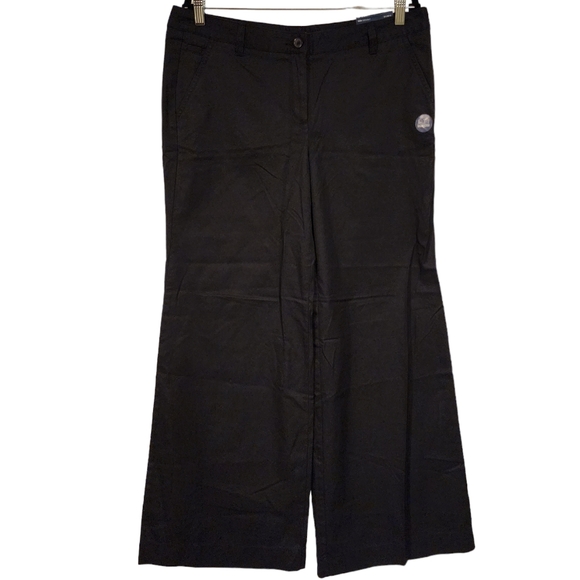 Lands' End NWT Wide Leg Weekend Chino Trousers Black Slant Pocket Pants Classic - Picture 2 of 13